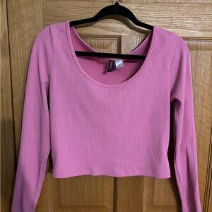 H&M Pink Ribbed Long Sleeve Tee